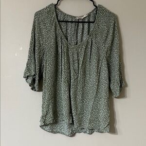 Faherty Green Floral Blouse